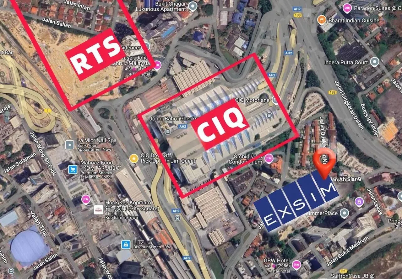 actual site of causewayz square jbcc location showing proximity to CIQ complex and RTS Link station