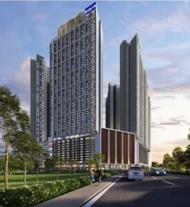 exsim-ciq-project-causewayz-square-jbcc-full-tower exsim ciq Causewayz Square @ JBCC full tower exterior view showcasing the modern mixed-use development with residential towers, commercial podium, landscaped frontage and direct access towards Johor–Singapore CIQ gateway.”